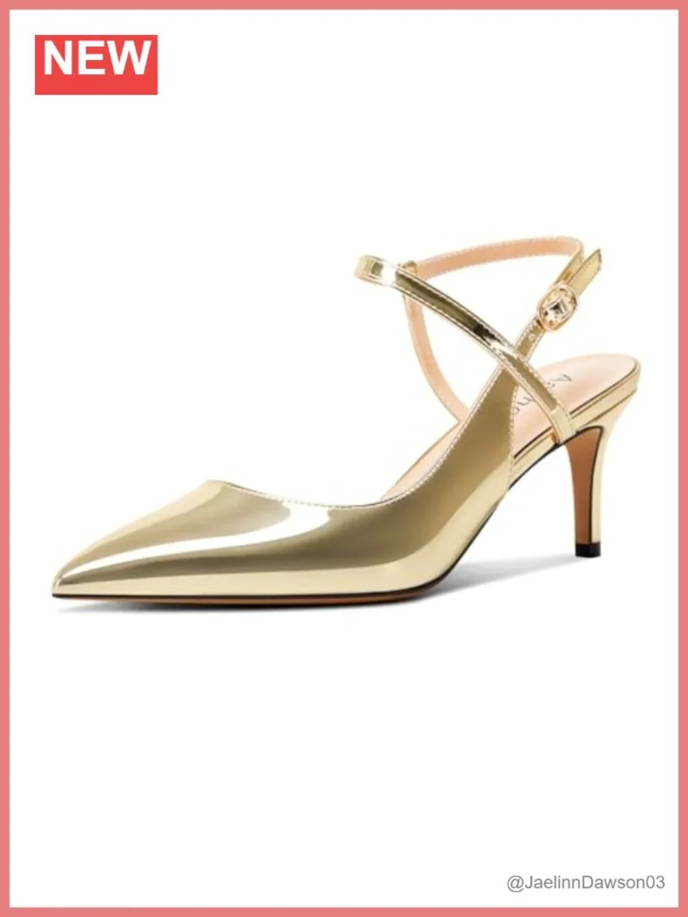 Women's Slingback Pumps Ankle Strap Stiletto Mid Heel Dress Shoes Patent Leather